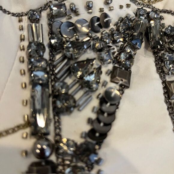 Karen Millen Cocktail Dress Strapless Cream with Bronze Embellishments Size 4 - Picture 11 of 15